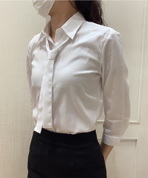 TOKYO SHIRTS(トウキョウシャツ)の「SUPIMA 形態安定ノーアイロン レギュラー衿 七分袖ビジネスワイシャツ(ビジネスシャツ・レディース・ホワイト・LL/XL/L/M/S)」の11枚目の写真