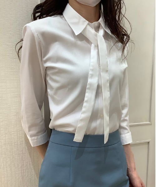 TOKYO SHIRTS(トウキョウシャツ)の「SUPIMA 形態安定ノーアイロン レギュラー衿 七分袖ビジネスワイシャツ(ビジネスシャツ・レディース・ホワイト・LL/XL/L/M/S)」の8枚目の写真