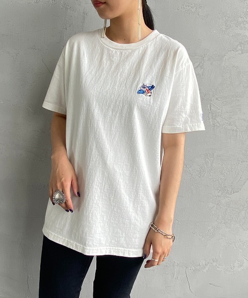 The Endless Summer（エンドレスサマー）の「[THE ENDLESS SUMMER/エンドレスサマー] 別注 ワンポイントBUHI刺繍Tシャツ（Tシャツ/カットソー・レディース・ホワイト/ブラック/ベージュ・M/L/XL）」の10枚目の写真