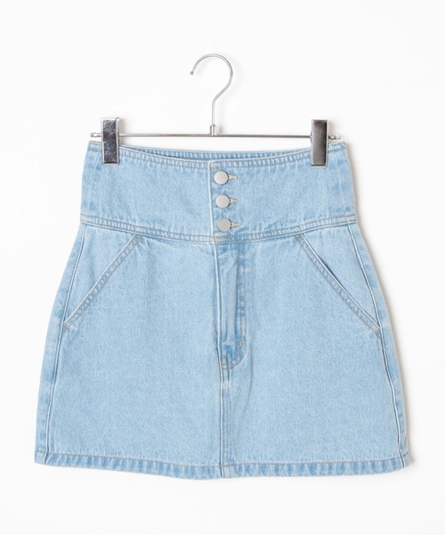 WEGO（ウィゴー）の「WEGO/ハイウエストミニスカート（デニムスカート・レディース・ブラック/ライトインディゴブルー・SMALL/MEDIUM）」の12枚目の写真