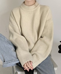 ドロップショルダーリブニットセーター