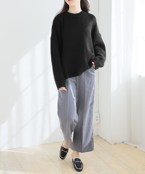 ドロップショルダーリブニットセーター（ニット/セーター）｜Girly