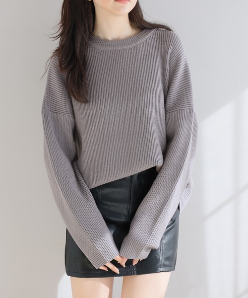 ドロップショルダーリブニットセーター（ニット/セーター）｜Girly