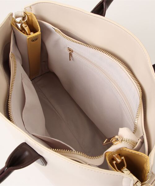 KOBE LETTUCE（コウベレタス）の「ショルダーベルト付きサイドジップバイカラーバッグ（トートバッグ・レディース・アイボリー/ライトカーキ/ブラック/ネイビー・FREE）」の16枚目の写真