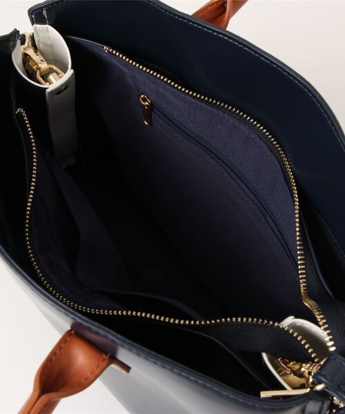 KOBE LETTUCE（コウベレタス）の「ショルダーベルト付きサイドジップバイカラーバッグ（トートバッグ・レディース・アイボリー/ライトカーキ/ブラック/ネイビー・FREE）」の18枚目の写真