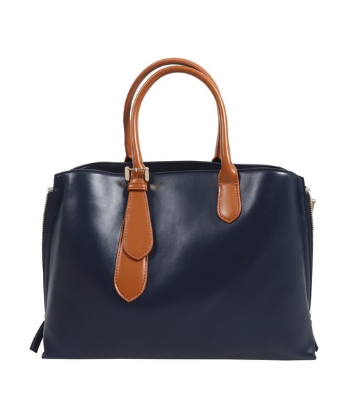 KOBE LETTUCE（コウベレタス）の「ショルダーベルト付きサイドジップバイカラーバッグ（トートバッグ・レディース・アイボリー/ライトカーキ/ブラック/ネイビー・FREE）」の12枚目の写真