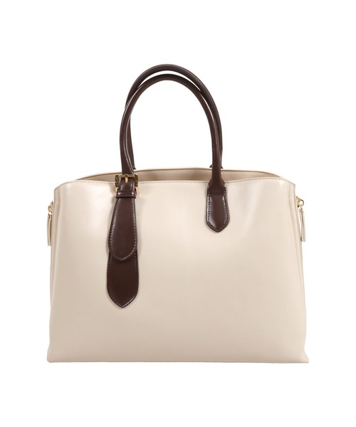 KOBE LETTUCE（コウベレタス）の「ショルダーベルト付きサイドジップバイカラーバッグ（トートバッグ・レディース・アイボリー/ライトカーキ/ブラック/ネイビー・FREE）」の13枚目の写真