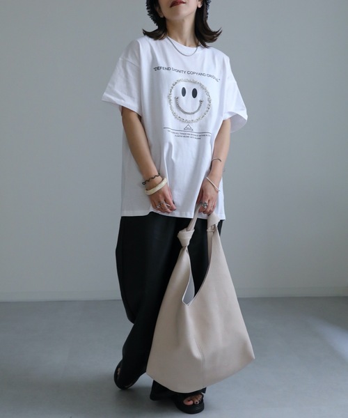 ap retro（アプレトロ）の「ニコちゃんパールTEE（Tシャツ/カットソー・レディース・ブラック/アイボリー・FREE）」の11枚目の写真