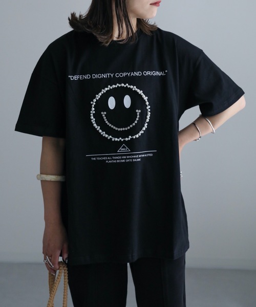 ap retro（アプレトロ）の「ニコちゃんパールTEE（Tシャツ/カットソー・レディース・ブラック/アイボリー・FREE）」の18枚目の写真