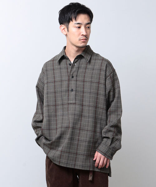 BEAMS(ビームス)の「BEAMS / チェック プルオーバ シャツ(シャツ/ブラウス・メンズ・チャコールグレー/ライトブラウン・S/M/L/XL)」の1枚目の写真