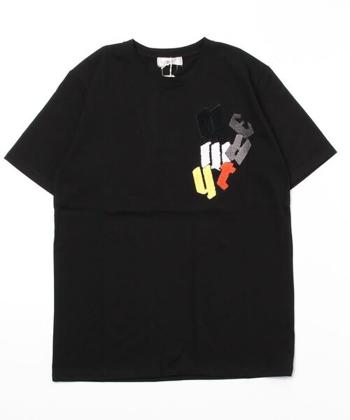 qwerty(クワーティ)の「QWERTY (クワーティ)Logo patch Embroidery SS TEE(Tシャツ/カットソー・メンズ・ブラック/ホワイト・L/M)」の1枚目の写真