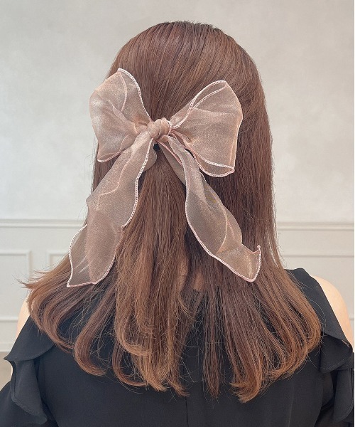 apres jour（アプレジュール）の「【apres jour×ARIAZ】シアーリボンヘアゴム２（ヘアゴム・レディース・ブラック/グレー/ゴールド/スモークピンク・FREE）」の3枚目の写真