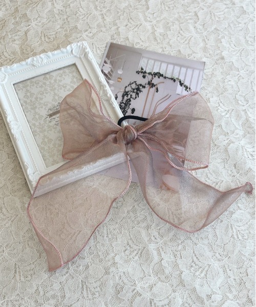 apres jour（アプレジュール）の「【apres jour×ARIAZ】シアーリボンヘアゴム２（ヘアゴム・レディース・ブラック/グレー/ゴールド/スモークピンク・FREE）」の7枚目の写真