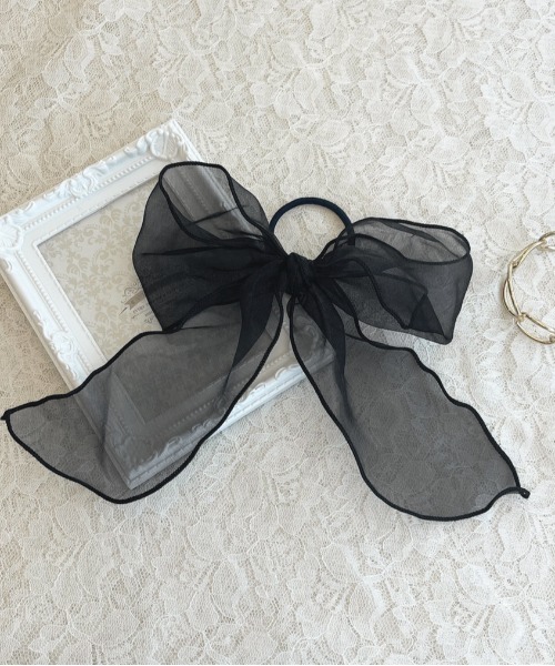 apres jour（アプレジュール）の「【apres jour×ARIAZ】シアーリボンヘアゴム２（ヘアゴム・レディース・ブラック/グレー/ゴールド/スモークピンク・FREE）」の5枚目の写真