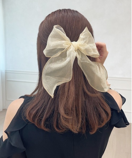 apres jour（アプレジュール）の「【apres jour×ARIAZ】シアーリボンヘアゴム２（ヘアゴム・レディース・ブラック/グレー/ゴールド/スモークピンク・FREE）」の14枚目の写真