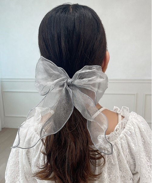 apres jour（アプレジュール）の「【apres jour×ARIAZ】シアーリボンヘアゴム２（ヘアゴム・レディース・ブラック/グレー/ゴールド/スモークピンク・FREE）」の13枚目の写真