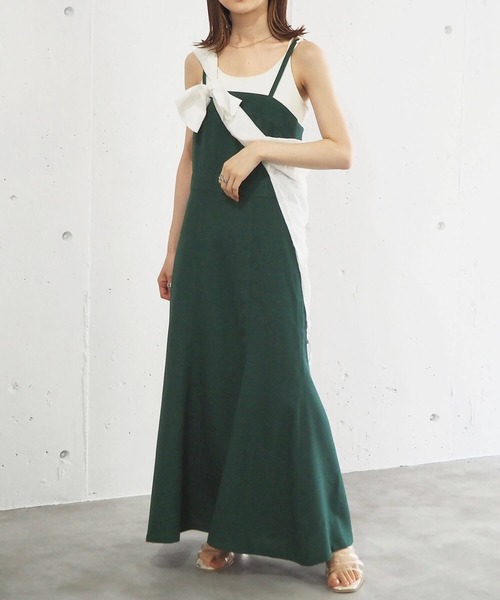 tiptop（ティップトップ）の「リネンタッチマーメイドジャンパースカート（ジャンパースカート・レディース・ブラック/ブラウン/グリーン/ダークオレンジ/ブルー/ダークブラウン・FREE）」の13枚目の写真