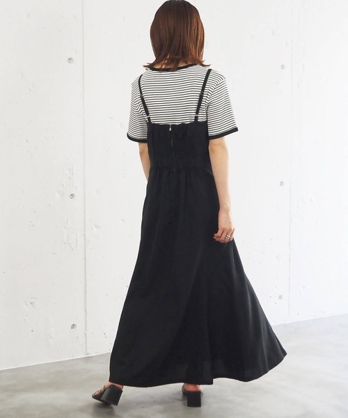 tiptop（ティップトップ）の「リネンタッチマーメイドジャンパースカート（ジャンパースカート・レディース・ブラック/ブラウン/グリーン/ダークオレンジ/ブルー/ダークブラウン・FREE）」の10枚目の写真