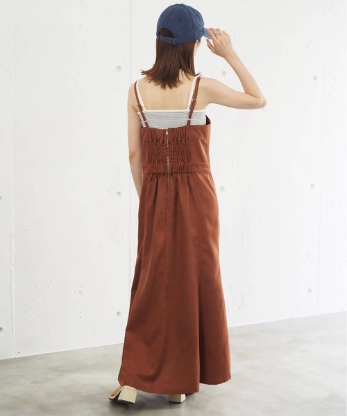 tiptop（ティップトップ）の「リネンタッチマーメイドジャンパースカート（ジャンパースカート・レディース・ブラック/ブラウン/グリーン/ダークオレンジ/ブルー/ダークブラウン・FREE）」の20枚目の写真