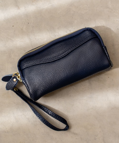 DEVICE（デバイス）の「ダブルファスナーレザーマルチポーチ 本革 長