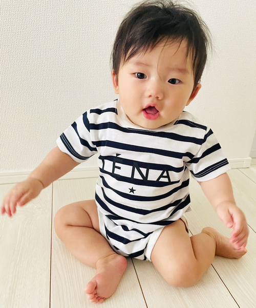 BASIC】エトワールロゴ半袖ロンパース ボーダー baby(70cm-80cm