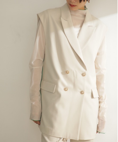 ROSE BUD（ローズバッド）の「ノースリーブジャケット（その他アウター・レディース・ブラウン/ベージュ・ONE SIZE）」の7枚目の写真