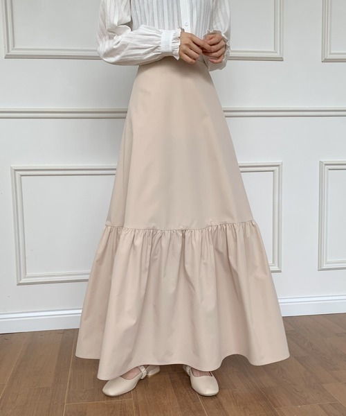 ABITOKYO(アビトーキョー)の「ハイウエストティアードマキシスカート(スカート・レディース・ブラック/ベージュ・M/S)」の13枚目の写真