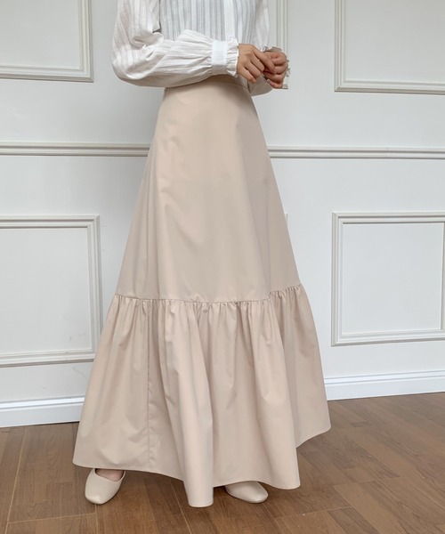 ABITOKYO(アビトーキョー)の「ハイウエストティアードマキシスカート(スカート・レディース・ブラック/ベージュ・M/S)」の16枚目の写真