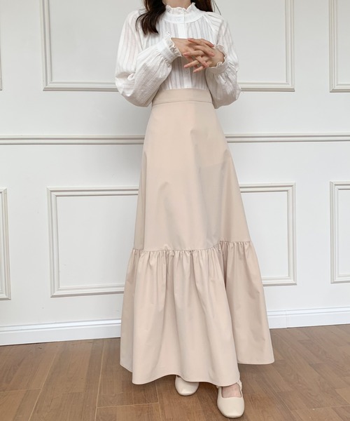 ABITOKYO(アビトーキョー)の「ハイウエストティアードマキシスカート(スカート・レディース・ブラック/ベージュ・M/S)」の18枚目の写真
