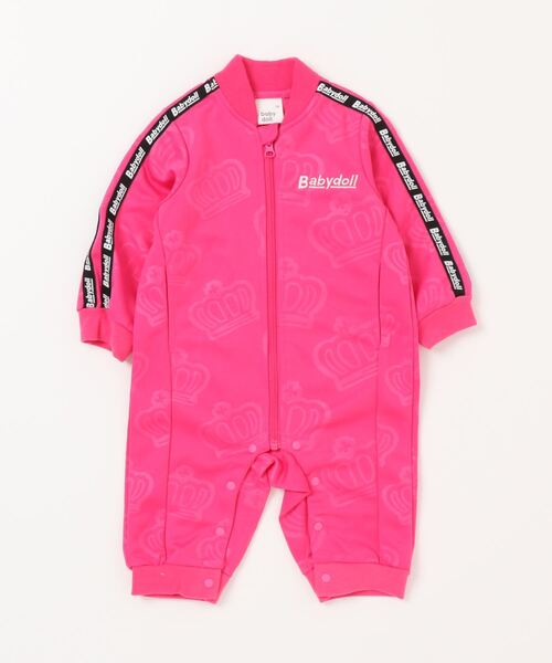 BABYDOLL(ベビードール)の「親子お揃い ラクガキ王冠総柄ラインロンパース 7035B(ロンパース・キッズ・ブラック/グリーン/ピンク系その他7・80cm/70cm)」の3枚目の写真