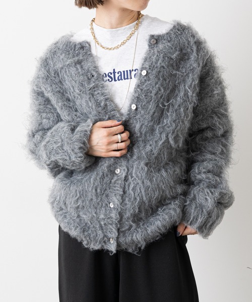 Omekashi(オメカシ)の「シャギーニットカーディガン(ニット/セーター・レディース・ブルー/ベージュ/グレー・FREE)」の18枚目の写真