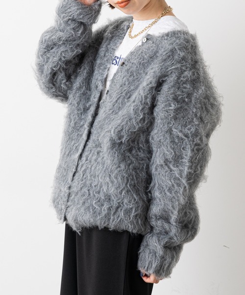 Omekashi(オメカシ)の「シャギーニットカーディガン(ニット/セーター・レディース・ブルー/ベージュ/グレー・FREE)」の19枚目の写真