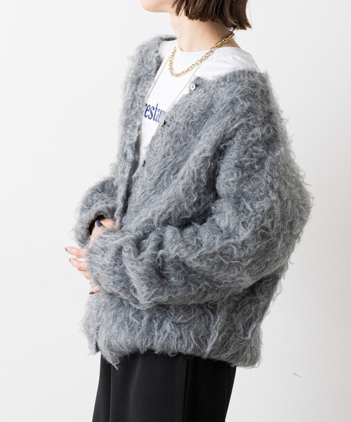 Omekashi(オメカシ)の「シャギーニットカーディガン(ニット/セーター・レディース・ブルー/ベージュ/グレー・FREE)」の20枚目の写真