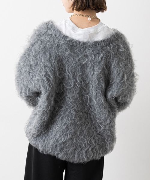 Omekashi(オメカシ)の「シャギーニットカーディガン(ニット/セーター・レディース・ブルー/ベージュ/グレー・FREE)」の21枚目の写真