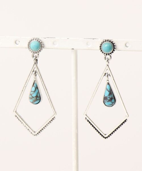 チャイハネ（チャイハネ）の「【チャイハネ】トライアンピアス（ピアス（両耳用）・レディース・ターコイズブルー・FREE）」の3枚目の写真