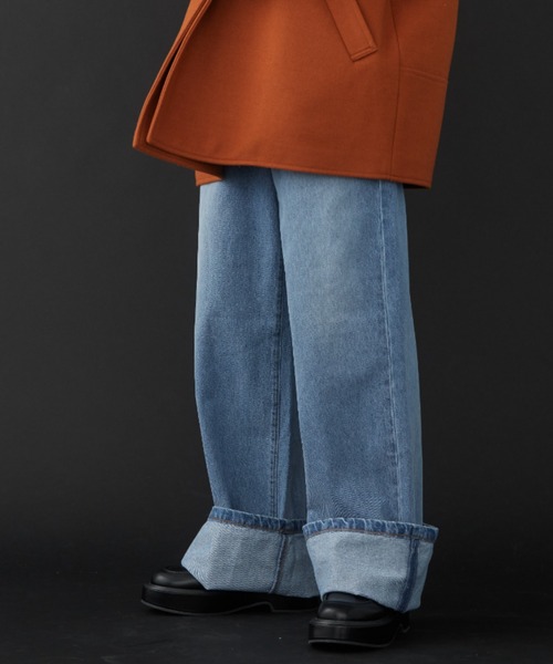 AMERICAN HOLIC（アメリカンホリック）の「バギーワイドパンツ（デニムパンツ・レディース・カーキ/ピンク/ライトインディゴブルー・S/M/L）」の10枚目の写真