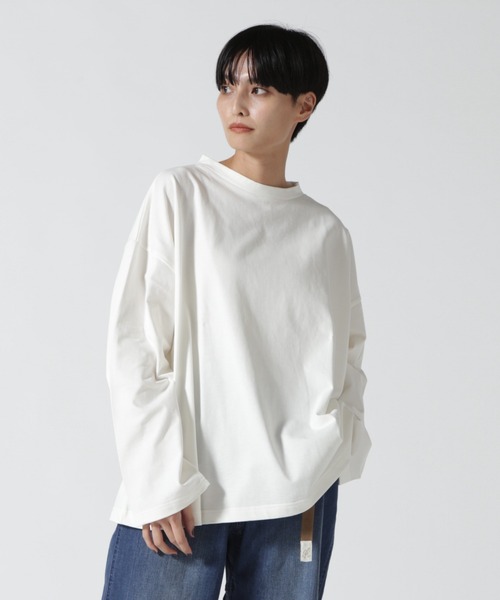 MANASTASH(マナスタッシュ)の「MANASTASH/マナスタッシュ チビハイネックワイドプルオーバー(Tシャツ/カットソー・レディース・ホワイト/ブラック・1)」の2枚目の写真
