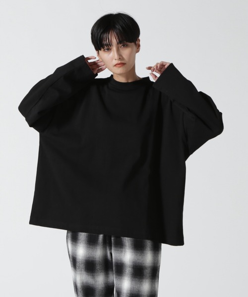 MANASTASH(マナスタッシュ)の「MANASTASH/マナスタッシュ チビハイネックワイドプルオーバー(Tシャツ/カットソー・レディース・ホワイト/ブラック・1)」の1枚目の写真