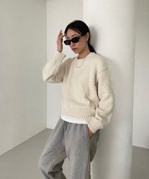ブークレオーバーラウンドニット