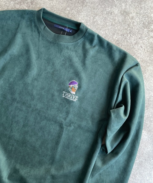 CPCM(シーピーシーエム)の「フェイクスエードポンチ胸ヒゲ刺繍スウェット(スウェット・メンズ・グレイッシュベージュ/チャコールグレー/グリーン・MEDIUM/LARGE)」の3枚目の写真