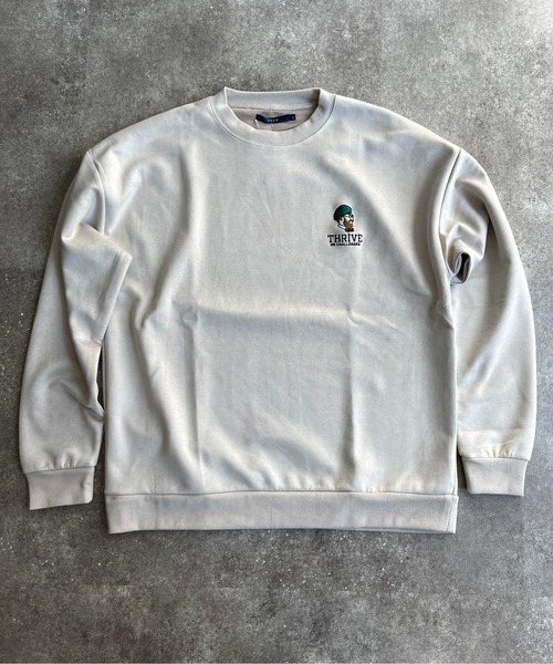 CPCM(シーピーシーエム)の「フェイクスエードポンチ胸ヒゲ刺繍スウェット(スウェット・メンズ・グレイッシュベージュ/チャコールグレー/グリーン・MEDIUM/LARGE)」の7枚目の写真