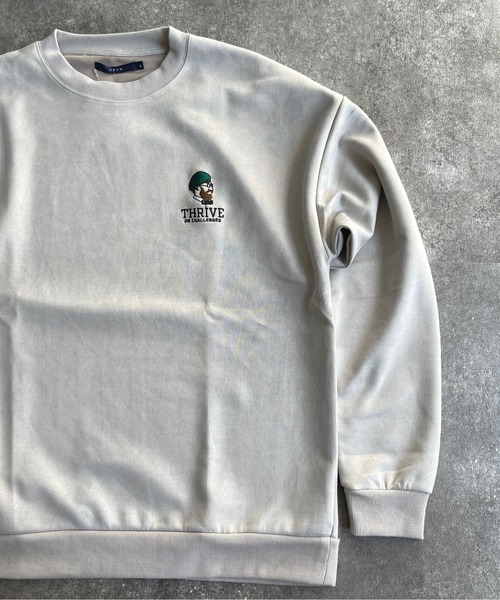 CPCM(シーピーシーエム)の「フェイクスエードポンチ胸ヒゲ刺繍スウェット(スウェット・メンズ・グレイッシュベージュ/チャコールグレー/グリーン・MEDIUM/LARGE)」の8枚目の写真