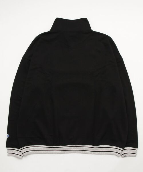 SITRY(シトリー)の「Big silhouette half zip rib line print sweat shirt / ビッグシルエット ハーフジップ リブライン プリント スウェットシャツ(スウェット・メンズ・ブラック/ダークグリーン/パープル/杢グレー/ロイヤルブルー・M/L)」の16枚目の写真