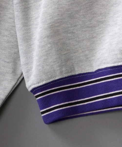 SITRY(シトリー)の「Big silhouette half zip rib line print sweat shirt / ビッグシルエット ハーフジップ リブライン プリント スウェットシャツ(スウェット・メンズ・ブラック/ダークグリーン/パープル/杢グレー/ロイヤルブルー・M/L)」の13枚目の写真