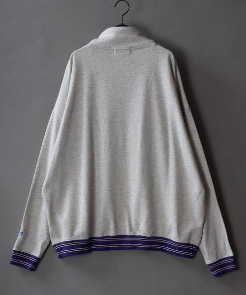 SITRY(シトリー)の「Big silhouette half zip rib line print sweat shirt / ビッグシルエット ハーフジップ リブライン プリント スウェットシャツ(スウェット・メンズ・ブラック/ダークグリーン/パープル/杢グレー/ロイヤルブルー・M/L)」の15枚目の写真