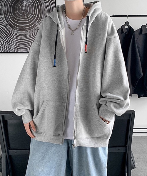 Anchor Smith（アンカー スミス）の「オーバーサイズ ジップアップ ビッグパーカー（パーカー・メンズ・ホワイト/ブラック/パープル/ネイビー/グレー/オレンジ/ブルー/グリーン/エメラルド/ダークグレー・M/L/XL）」の4枚目の写真