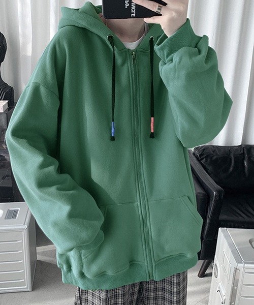 Anchor Smith（アンカー スミス）の「オーバーサイズ ジップアップ ビッグパーカー（パーカー・メンズ・ホワイト/ブラック/パープル/ネイビー/グレー/オレンジ/ブルー/グリーン/エメラルド/ダークグレー・M/L/XL）」の7枚目の写真