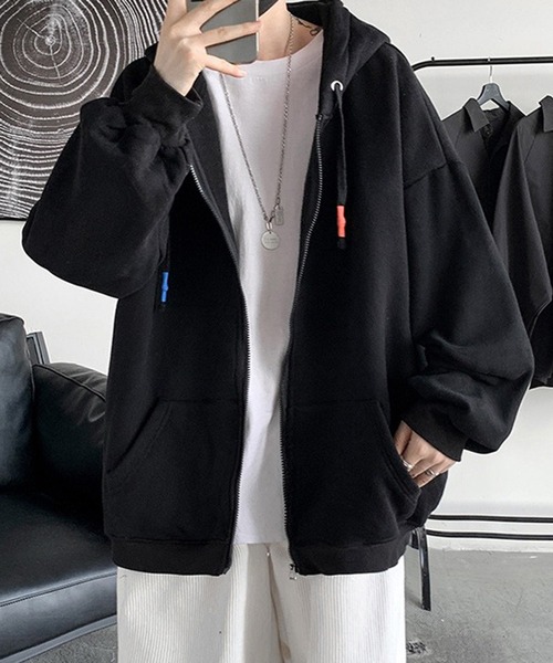 Anchor Smith（アンカー スミス）の「オーバーサイズ ジップアップ ビッグパーカー（パーカー・メンズ・ホワイト/ブラック/パープル/ネイビー/グレー/オレンジ/ブルー/グリーン/エメラルド/ダークグレー・M/L/XL）」の19枚目の写真