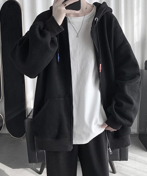 【即完sサイズ❗️】極美品❗️STONE 　パーカー　黒 ランダムスプレープリント オーバーサイズフルジップパーカー