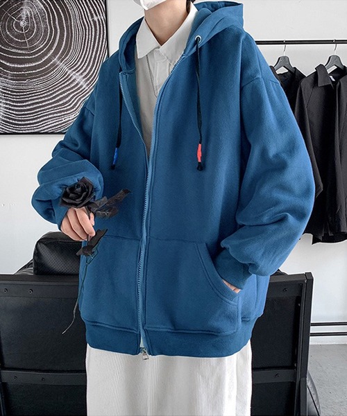 Anchor Smith（アンカー スミス）の「オーバーサイズ ジップアップ ビッグパーカー（パーカー・メンズ・ホワイト/ブラック/パープル/ネイビー/グレー/オレンジ/ブルー/グリーン/エメラルド/ダークグレー・M/L/XL）」の14枚目の写真